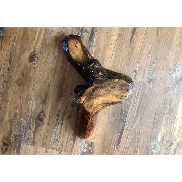 Vintage 1960’s Sculptural Burl Wood Live Edge Biomorphic Lacquered Plant Stand - Picture 12 of 12